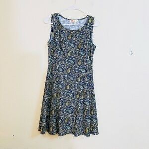Aryeh Paisley Print Sleeveless Casual Dress Women Size Small Blue/Yellow